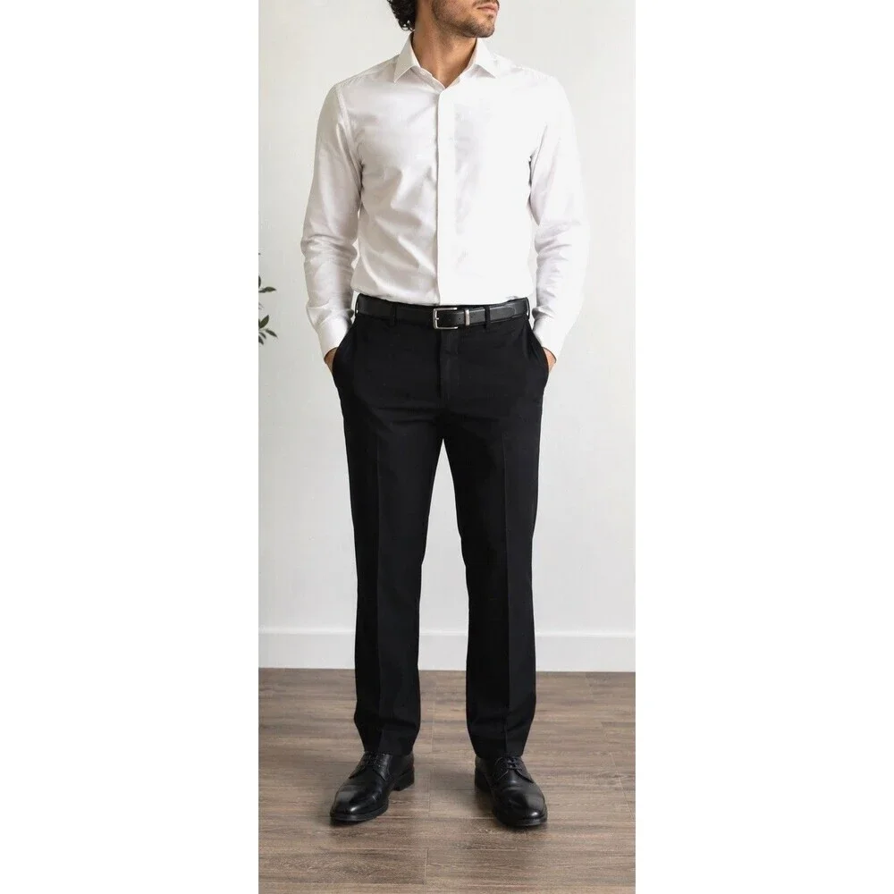 Ralph Lauren Black Stretch Dress Pants Men 36x30 Flat Front Office Career